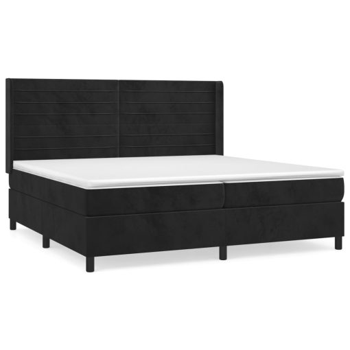 Box spring postelja z vzmetnico črna 200x200 cm žamet - Image 2