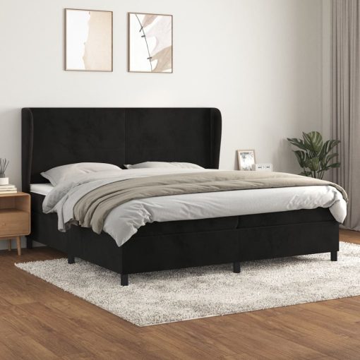 Box spring postelja z vzmetnico črna 200x200 cm žamet