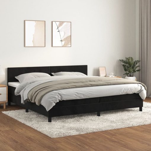 Box spring postelja z vzmetnico črna 200x200 cm žamet