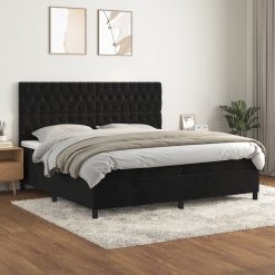 Box spring postelja z vzmetnico črna 200x200 cm žamet