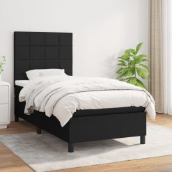 Box spring postelja z vzmetnico črna 80x200 cm blago