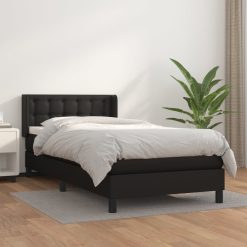 Box spring postelja z vzmetnico črna 80x200 cm umetno usnje