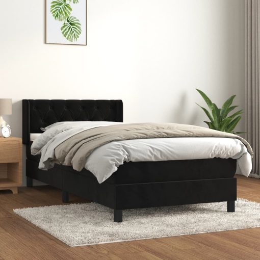 Box spring postelja z vzmetnico črna 80x200 cm žamet