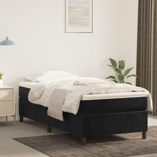 Box spring postelja z vzmetnico črna 90x200 cm žamet