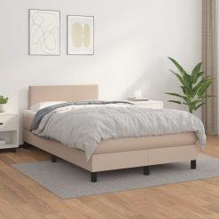 Box spring postelja z vzmetnico kapučino 120x200cm umetno usnje