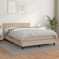 Box spring postelja z vzmetnico kapučino 140x190cm umetno usnje