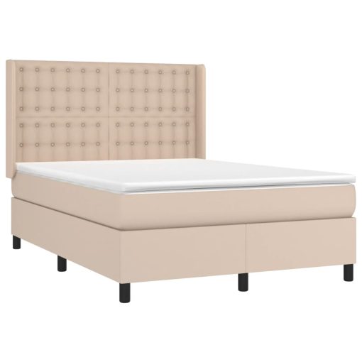 Box spring postelja z vzmetnico kapučino 140x190cm umetno usnje - Image 3