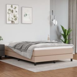 Box spring postelja z vzmetnico kapučino 140x190cm umetno usnje