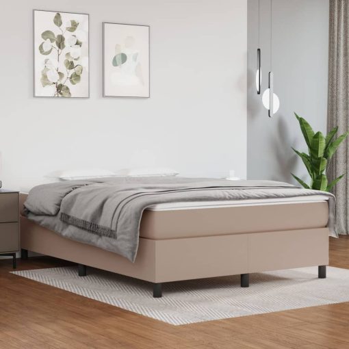 Box spring postelja z vzmetnico kapučino 140x200cm umetno usnje