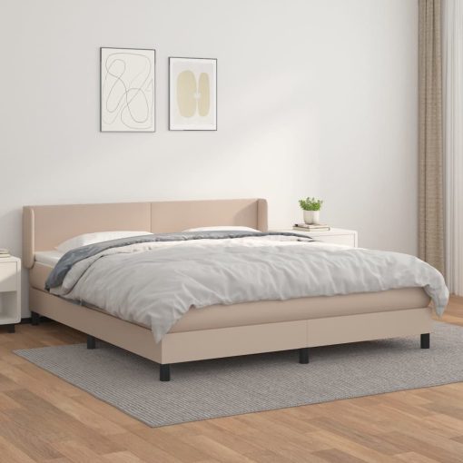 Box spring postelja z vzmetnico kapučino 180x200cm umetno usnje