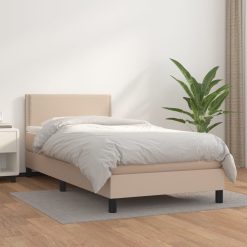 Box spring postelja z vzmetnico kapučino 80x200 cm umetno usnje