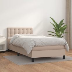 Box spring postelja z vzmetnico kapučino 90x200 cm umetno usnje