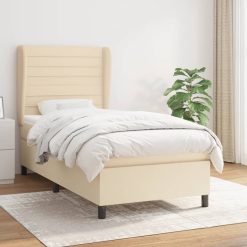 Box spring postelja z vzmetnico krem 100x200 cm blago
