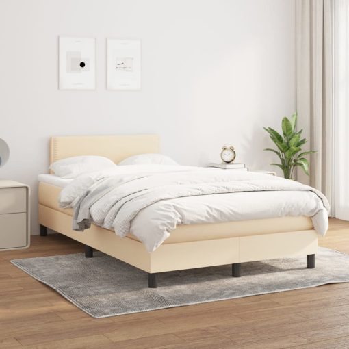 Box spring postelja z vzmetnico krem 120x200 cm blago