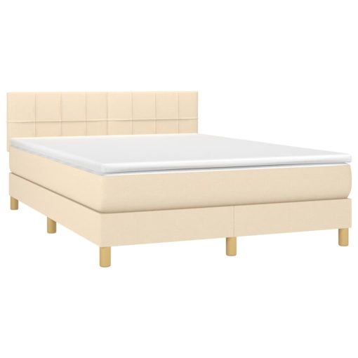 Box spring postelja z vzmetnico krem 140x190 cm blago - Image 3