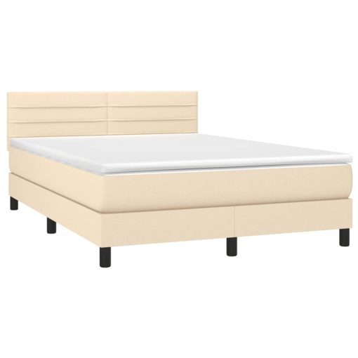 Box spring postelja z vzmetnico krem 140x190 cm blago - Image 3