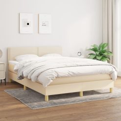 Box spring postelja z vzmetnico krem 140x200 cm blago