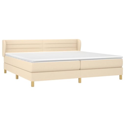 Box spring postelja z vzmetnico krem 200x200 cm blago - Image 3