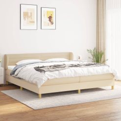 Box spring postelja z vzmetnico krem 200x200 cm blago