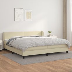 Box spring postelja z vzmetnico krem 200x200 cm umetno usnje