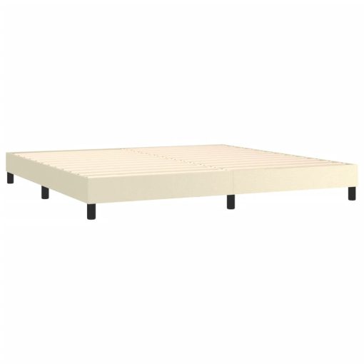 Box spring postelja z vzmetnico krem 200x200 cm umetno usnje - Image 4