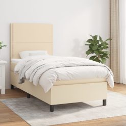 Box spring postelja z vzmetnico krem 80x200 cm blago