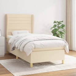 Box spring postelja z vzmetnico krem 90x190 cm blago