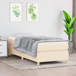 Box spring postelja z vzmetnico krem 90x190 cm blago