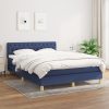 Box spring postelja z vzmetnico moder 140x190 cm blago
