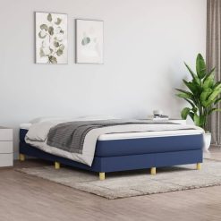 Box spring postelja z vzmetnico moder 140x190 cm blago