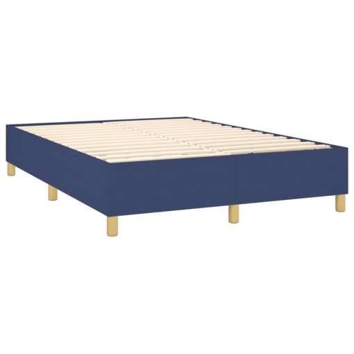 Box spring postelja z vzmetnico moder 140x190 cm blago - Image 4