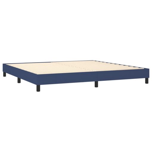 Box spring postelja z vzmetnico moder 200x200 cm blago - Image 4