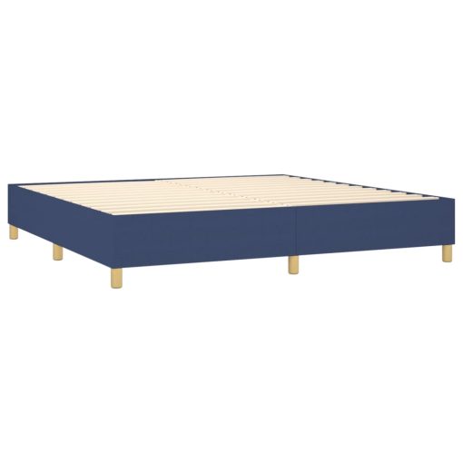 Box spring postelja z vzmetnico moder 200x200 cm blago - Image 4