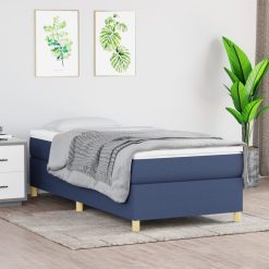 Box spring postelja z vzmetnico modra 100x200 cm blago