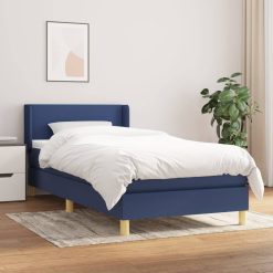 Box spring postelja z vzmetnico modra 100x200 cm blago