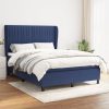 Box spring postelja z vzmetnico modra 140x190 cm blago