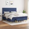 Box spring postelja z vzmetnico modra 160x200 cm blago