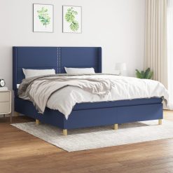 Box spring postelja z vzmetnico modra 160x200 cm blago