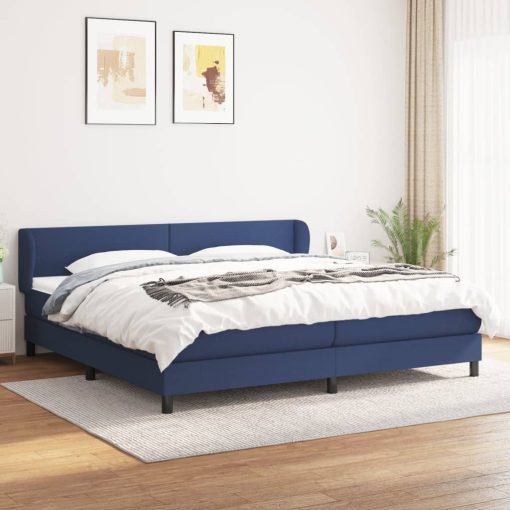 Box spring postelja z vzmetnico modra 200x200 cm blago