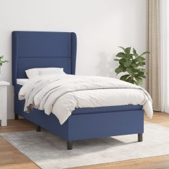Box spring postelja z vzmetnico modra 80x200 cm blago