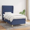 Box spring postelja z vzmetnico modra 90x200 cm blago