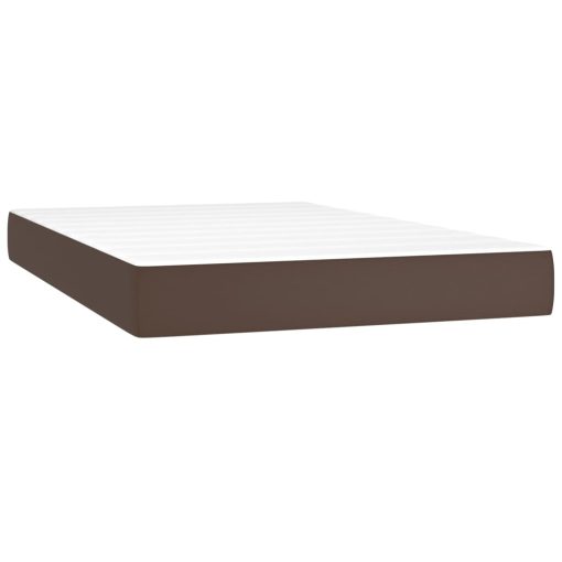 Box spring postelja z vzmetnico rjav 120x200 cm umetno usnje - Image 4