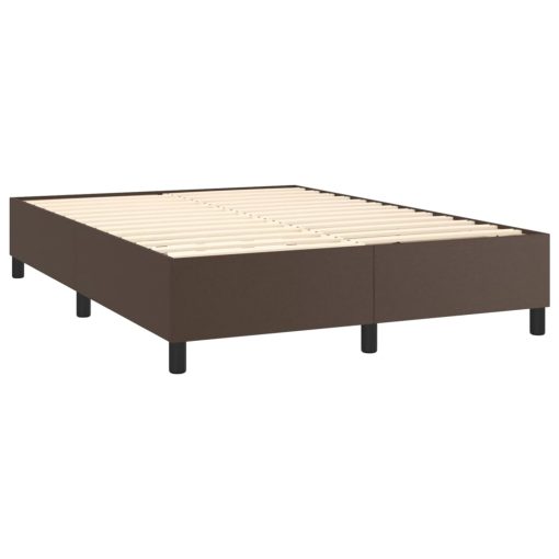 Box spring postelja z vzmetnico rjav 140x190 cm umetno usnje - Image 4