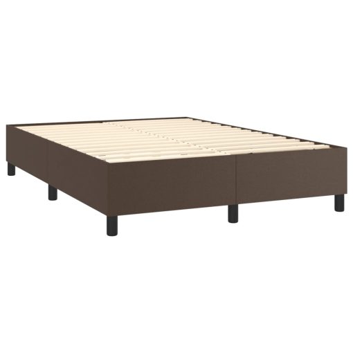 Box spring postelja z vzmetnico rjav 140x200 cm umetno usnje - Image 4