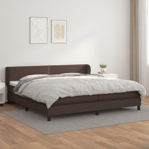 Box spring postelja z vzmetnico rjava 200x200 cm umetno usnje