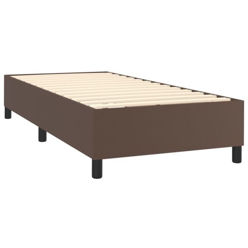 Box spring postelja z vzmetnico rjava 90x200 cm umetno usnje - Image 4