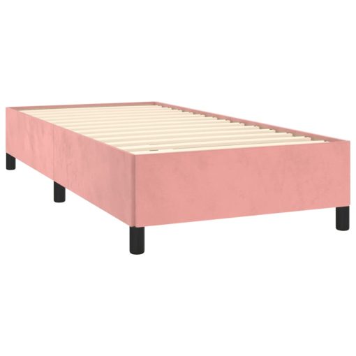 Box spring postelja z vzmetnico roza 100x200 cm žamet - Image 4