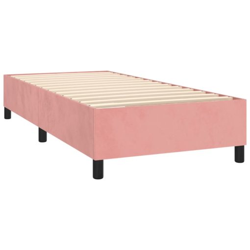 Box spring postelja z vzmetnico roza 100x200 cm žamet - Image 4