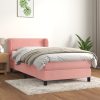 Box spring postelja z vzmetnico roza 100x200 cm žamet