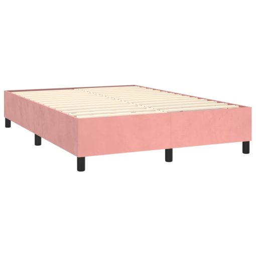 Box spring postelja z vzmetnico roza 140x190 cm žamet - Image 4